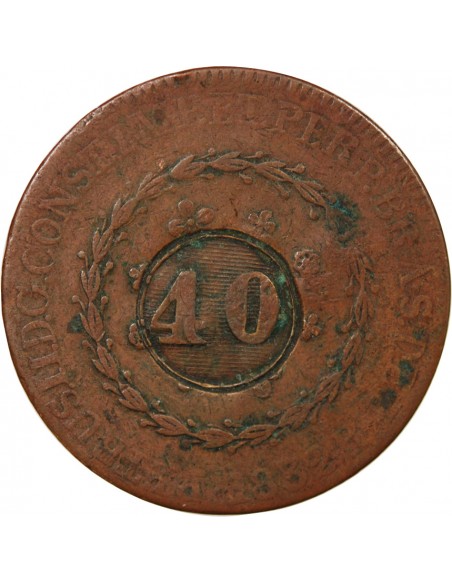 BRESIL, PEDRO II - 40 REIS 1832 CONTREMARQUE