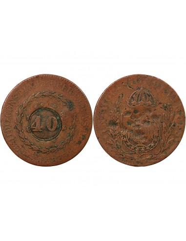 BRESIL, PEDRO II - 40 REIS 1832 CONTREMARQUE