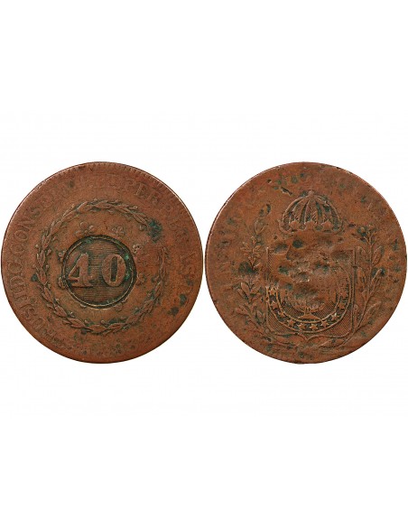 BRESIL, PEDRO II - 40 REIS 1832 CONTREMARQUE