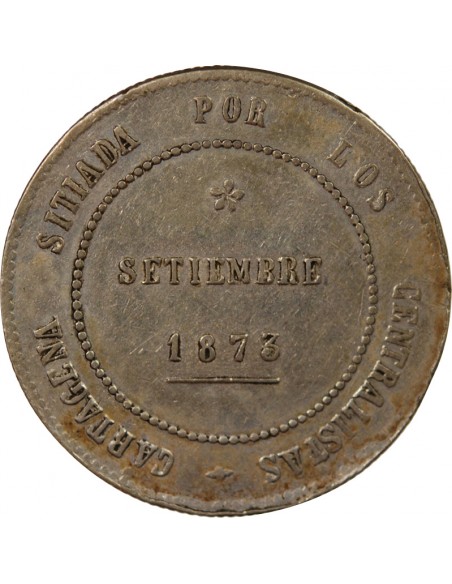 ESPAGNE, REVOLUTION CANTONALE - 5 PESETAS ARGENT 1873