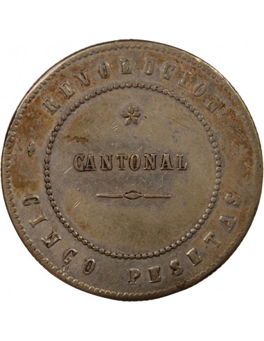 ESPAGNE, REVOLUTION CANTONALE - 5 PESETAS ARGENT 1873