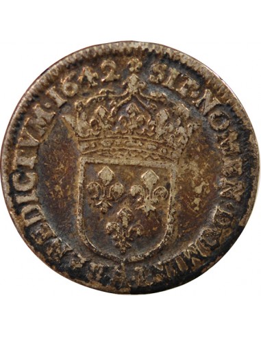LOUIS XIII - 1/12 ECU ARGENT 1642 PARIS 'Variété Rose﻿"