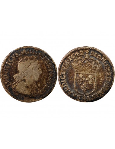 LOUIS XIII - 1/12 ECU ARGENT 1642 PARIS 'Variété Rose﻿"