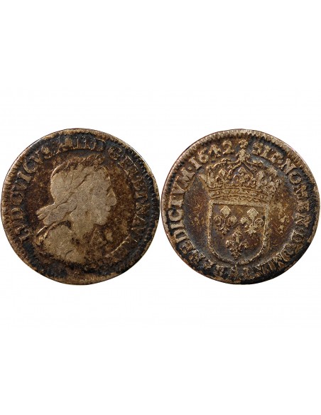 LOUIS XIII - 1/12 ECU ARGENT 1642 PARIS 'Variété Rose﻿"
