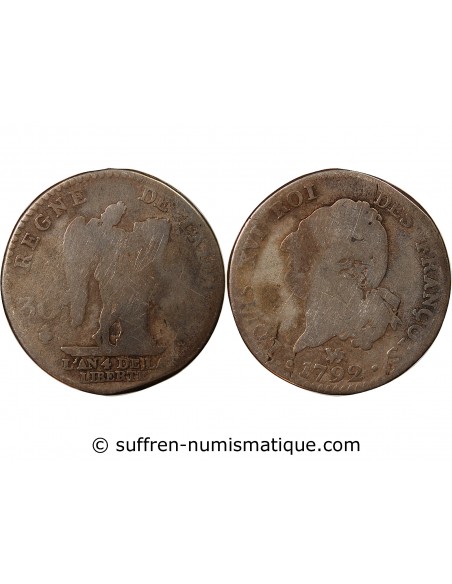 LOUIS XVI, CONSTITUTION - 30 SOLS 1792 A PARIS