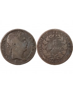 NAPOLEON Ier - 5 FRANCS 1809 B ROUEN