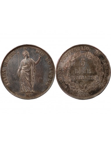 ROYAUME DE LOMBARDIE, GOUVERNEMENT PROVISOIRE - 5 LIRE ARGENT 1848 M MILAN