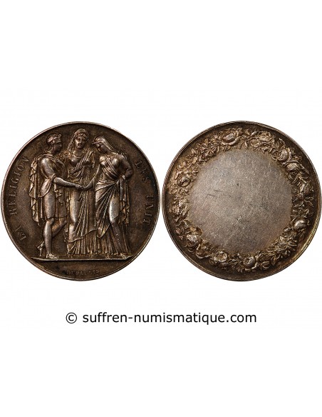 MARIAGE - MEDAILLE ARGENT poinçon Corne (après 1879)