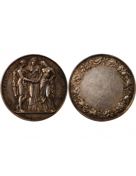 MARIAGE - MEDAILLE ARGENT poinçon Corne (après 1879)