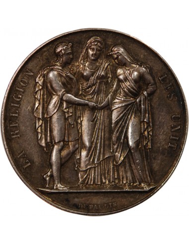 MARIAGE - MEDAILLE ARGENT poinçon Corne (après 1879)