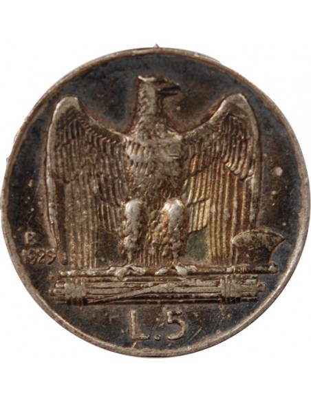 ITALIE, VICTOR-EMMANUEL III - 5 LIRE ARGENT 1929 R ROME