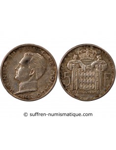 MONACO, RAINIER III - 5 FRANCS ARGENT 1966