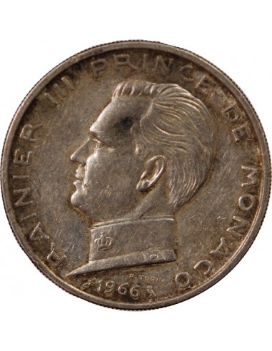 MONACO, RAINIER III - 5 FRANCS ARGENT 1966