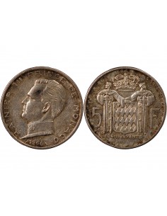 MONACO, RAINIER III - 5 FRANCS ARGENT 1966 2