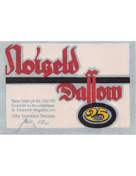 ALLEMAGNE, DASSOW - 25 PFENNIG 1922