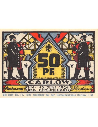 ALLEMAGNE, CARLOW - 50 PFENNIG 1921