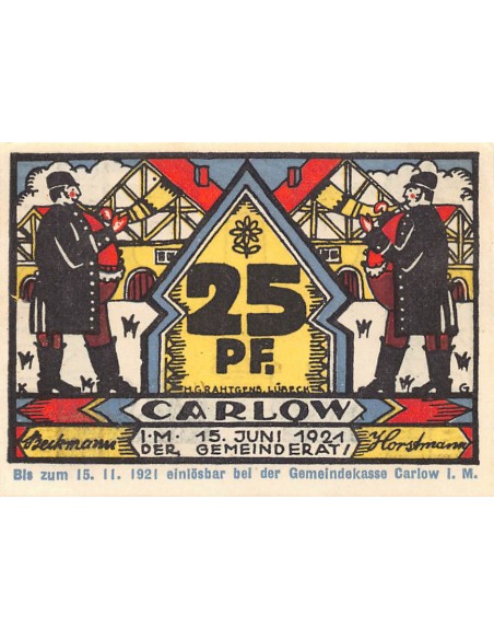 ALLEMAGNE, CARLOW - 25 PFENNIG 1921