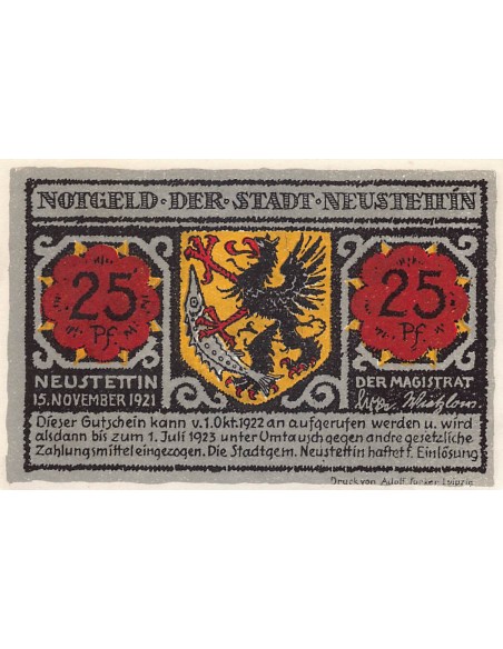ALLEMAGNE, NEUSTETTIN - 25 PFENNIG 1922