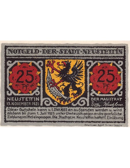 ALLEMAGNE, NEUSTETTIN - 25 PFENNIG 1922