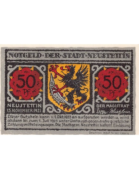 ALLEMAGNE, NEUSTETTIN - 50 PFENNIG 1922