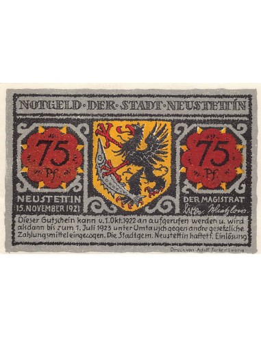 ALLEMAGNE, NEUSTETTIN - 75 PFENNIG 1922