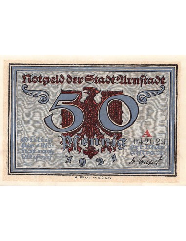 ALLEMAGNE, ARNSTADT - 50 PFENNIG 1921