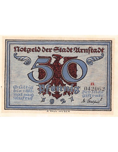 ALLEMAGNE, ARNSTADT - 50 PFENNIG 1921
