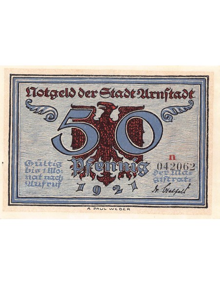 ALLEMAGNE, ARNSTADT - 50 PFENNIG 1921