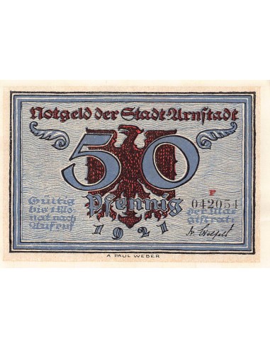 ALLEMAGNE, ARNSTADT - 50 PFENNIG 1921
