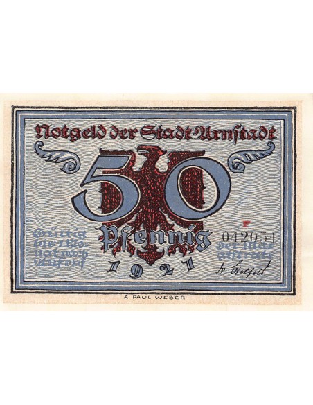 ALLEMAGNE, ARNSTADT - 50 PFENNIG 1921