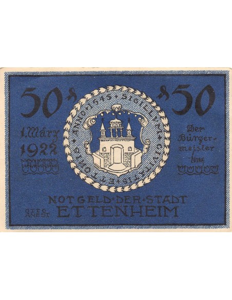 ALLEMAGNE, ETTENHEIM - 50 PFENNIG 1922