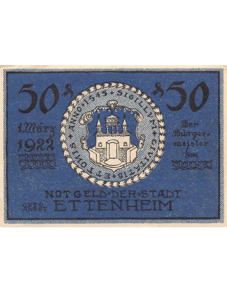 ALLEMAGNE, ETTENHEIM - 50 PFENNIG 1922