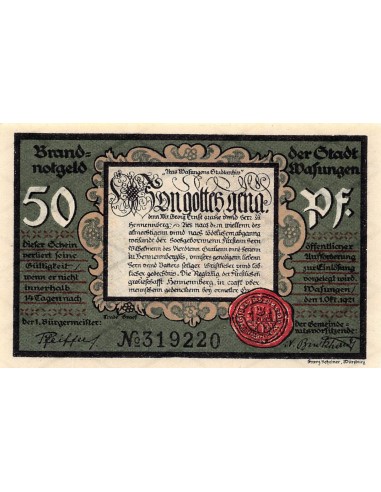 ALLEMAGNE, WASUNGEN - 50 PFENNIG 1921