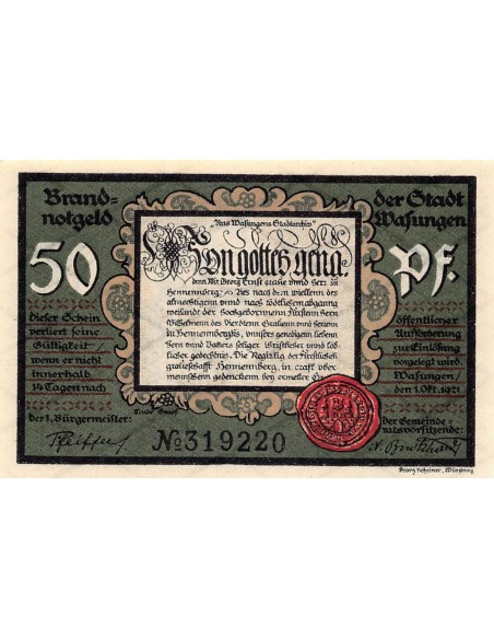 ALLEMAGNE, WASUNGEN - 50 PFENNIG 1921