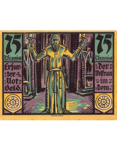 ALLEMAGNE, ERFURT - 75 PFENNIG 1921