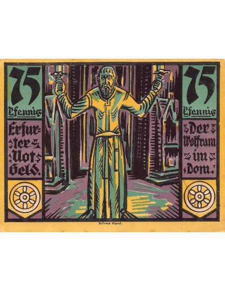 ALLEMAGNE, ERFURT - 75 PFENNIG 1921