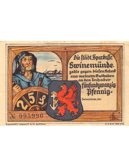 ALLEMAGNE, SWINEMÜNDE - 25 PFENNIG