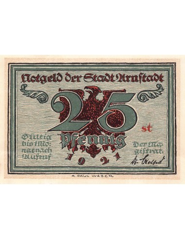 ALLEMAGNE, ARNSTADT - 25 PFENNIG 1921