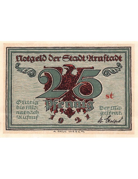 ALLEMAGNE, ARNSTADT - 25 PFENNIG 1921