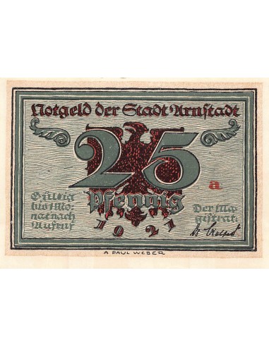 ALLEMAGNE, ARNSTADT - 25 PFENNIG 1921
