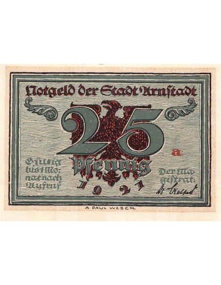 ALLEMAGNE, ARNSTADT - 25 PFENNIG 1921