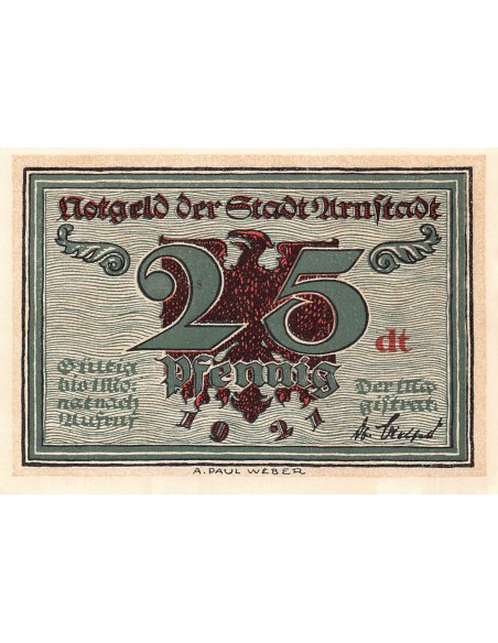 ALLEMAGNE, ARNSTADT - 25 PFENNIG 1921