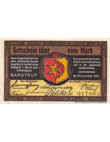 ALLEMAGNE, BARNTRUP IN LIPPE - 1 MARK 1921