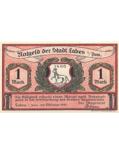 ALLEMAGNE, LABES - 1 MARK 1921