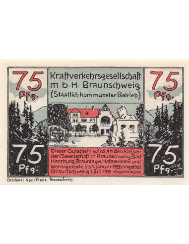 ALLEMAGNE, BRAUNSCHWEIG - 75 PFENNIG 1921