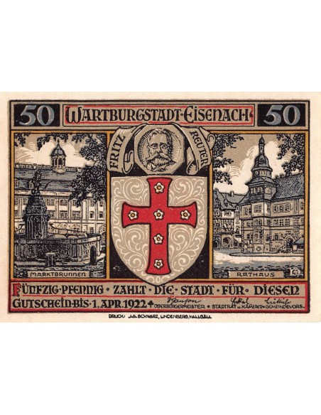 ALLEMAGNE, EISENACH - 50 PFENNIG 1922