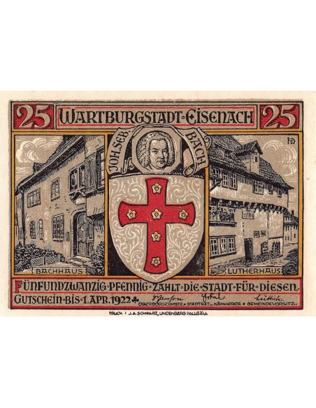 ALLEMAGNE, EISENACH - 25 PFENNIG 1922