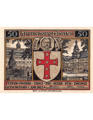 ALLEMAGNE, EISENACH - 50 PFENNIG 1922