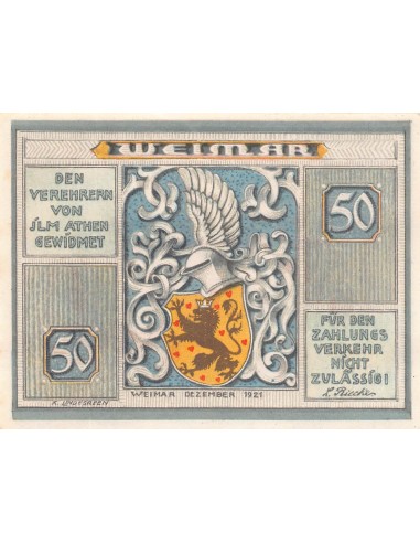 ALLEMAGNE, WEIMAR - 50 PFENNIG 1921