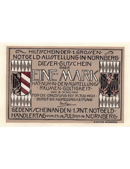 ALLEMAGNE, NÜRNBERG - 1 MARK 1921